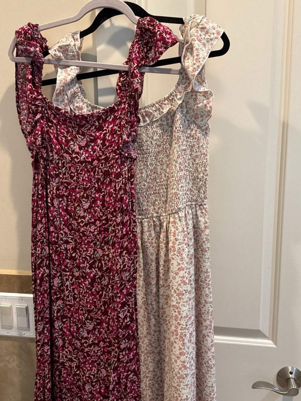 Floral Ruffle Strap Maxi Dress - Pink